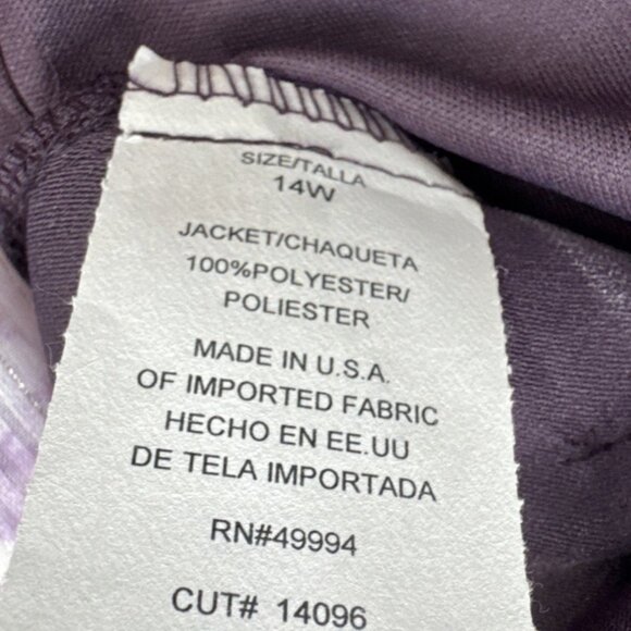 Vintage R&M Richards Womens Jacket Necklace Pants Set 14W Purple Pull On Floral - Picture 15 of 15